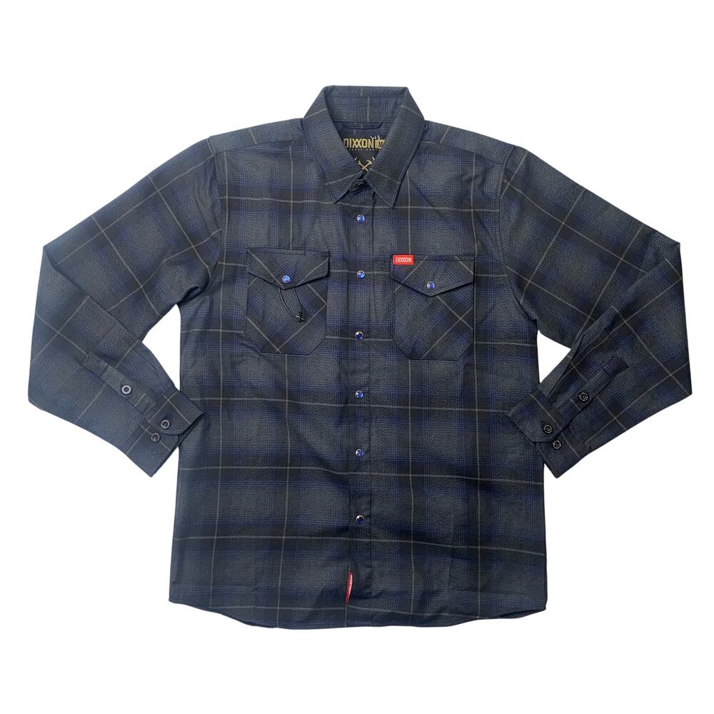 Dixxon Flannel Shirt Mens M Medium Black Charcoal Benchmark Pearl Snap Buttons